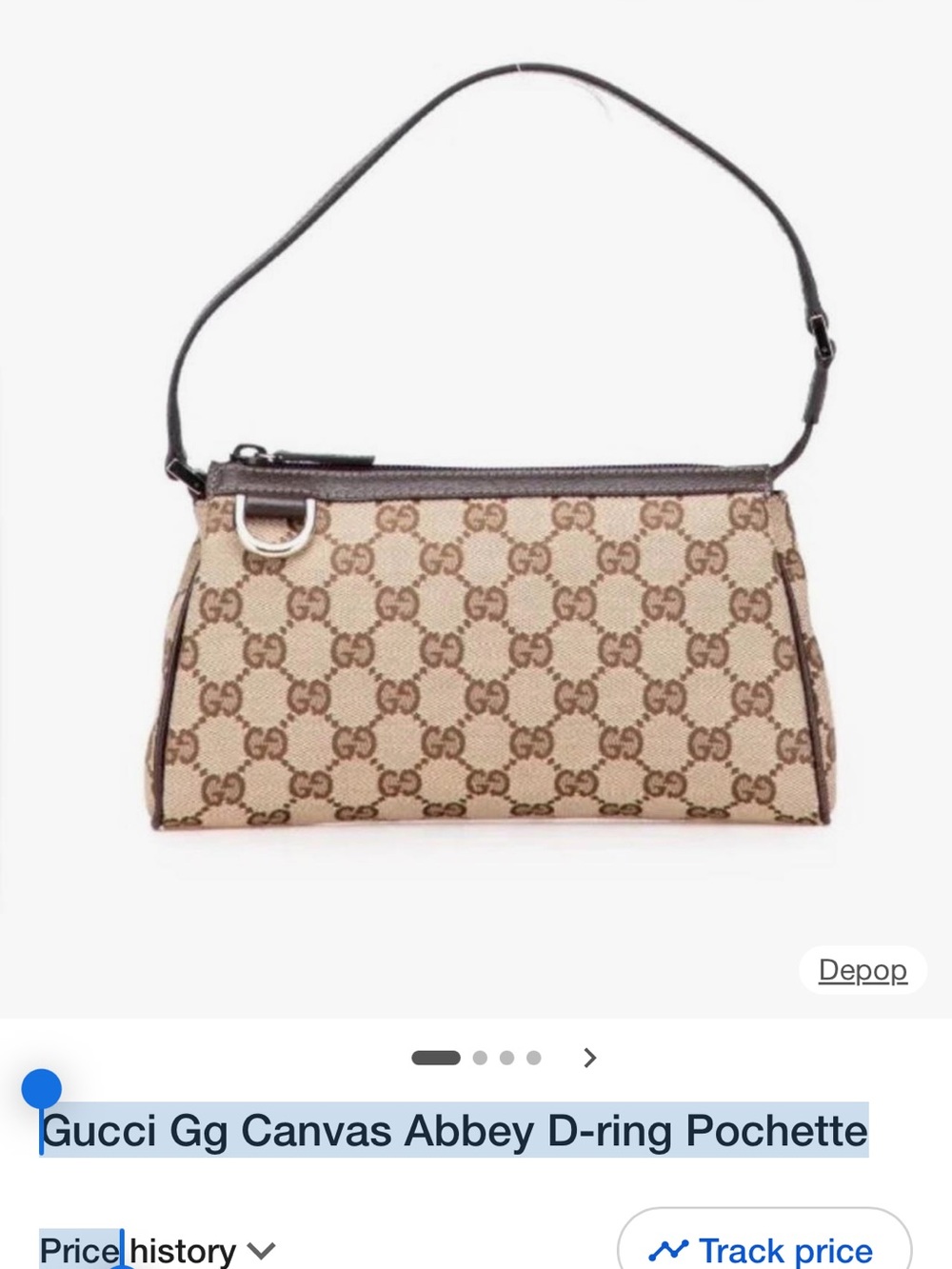 Gucci Beige GG Canvas Shoulder Pochette with Brown Trim